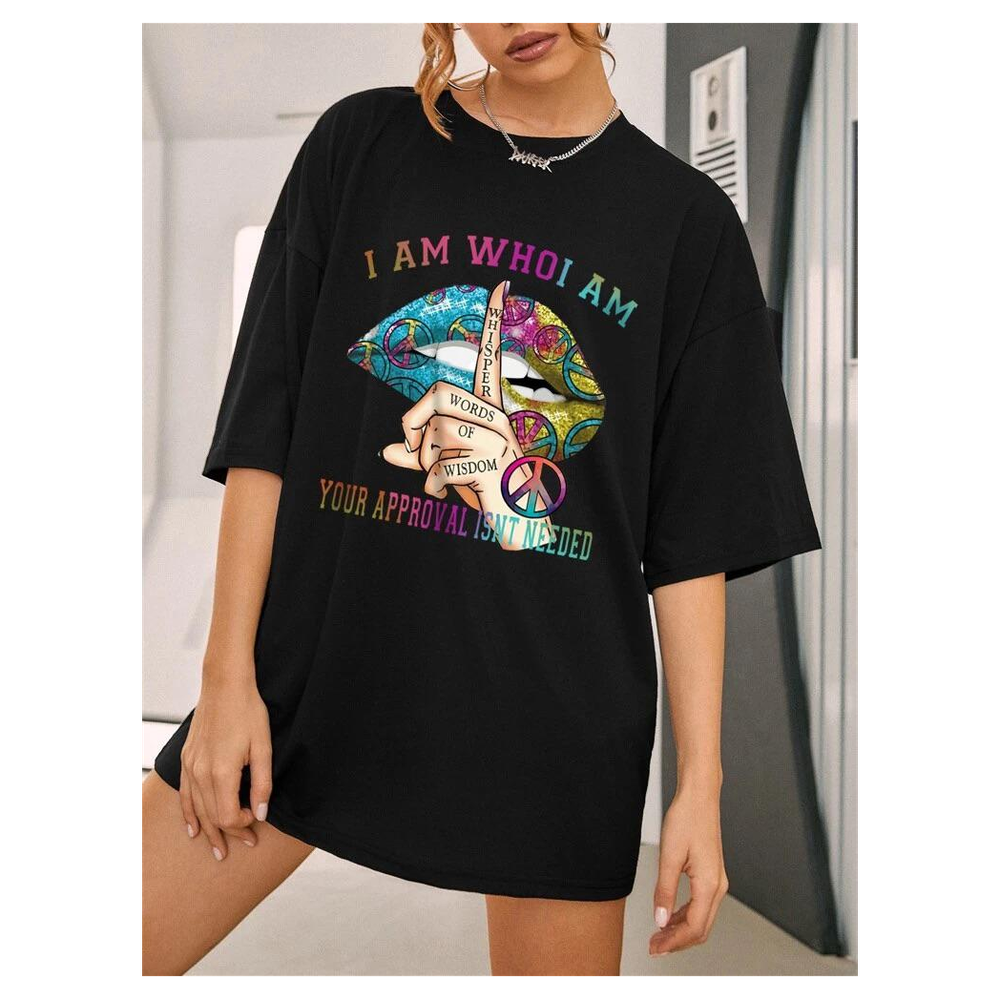 Ladies Oversized Whishper Words of Wisdom Short Sleeves T Shirt Top